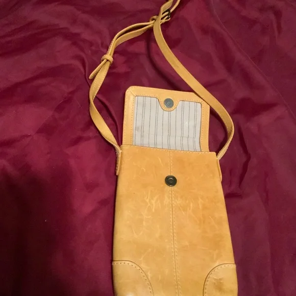 Fry Leather Crossbody phone purse.. color is mustard - Picture 6 of 12